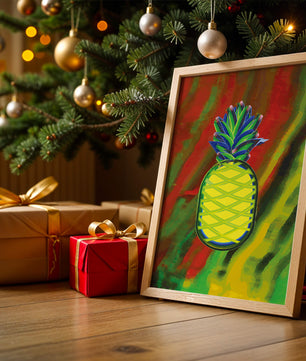 Piña abstracta colorida con fondo vibrante