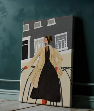 Chic Woman in Vintage Coat Posing Outdoors in Urban Setting