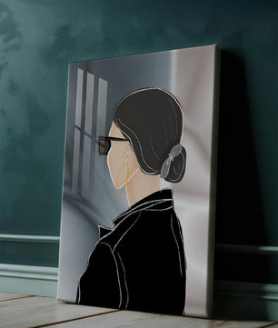 Modern woman with sunglasses and gold hoop earrings