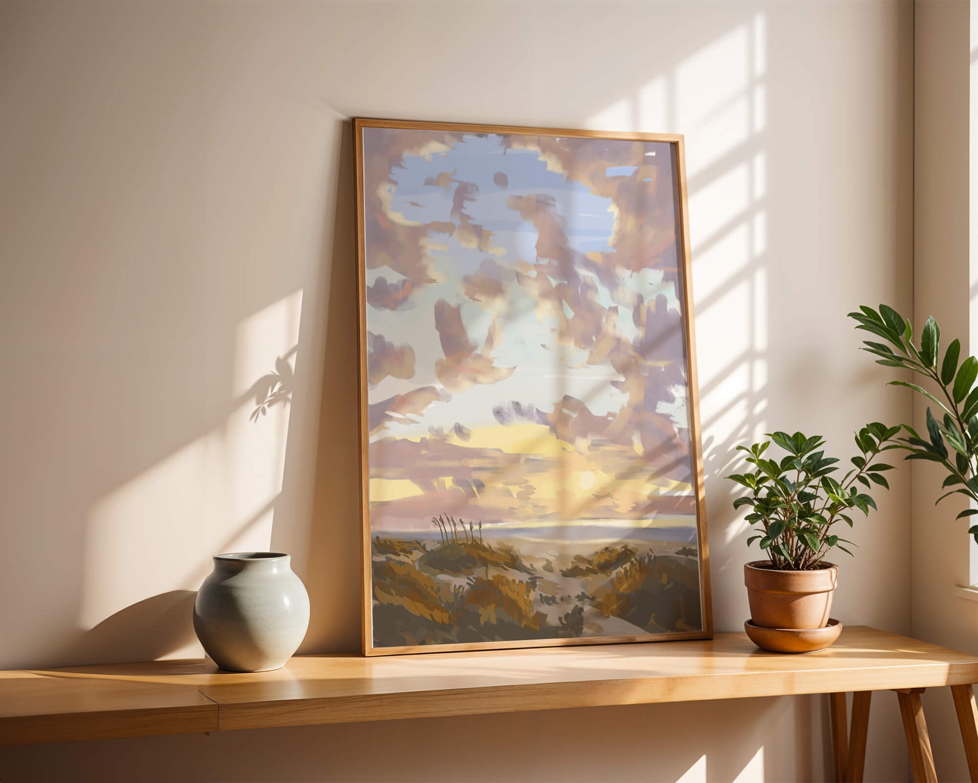 Serene landscape with morning sky and open fields