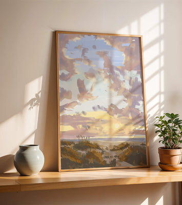 Serene landscape with morning sky and open fields
