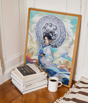 Elegantly Dressed Woman with Traditional Chinese Backdrop
