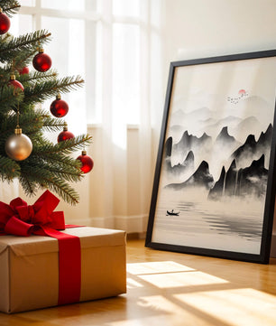 Peaceful mountain landscape with mist and rising sun