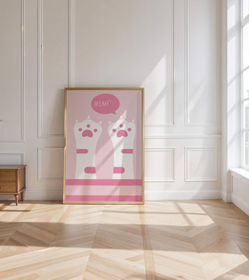 Playful cat paws illustration with speech bubble saying 