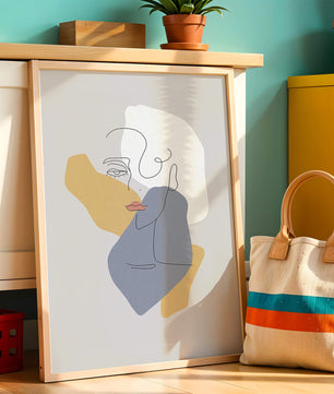 Abstract Line Art Portrait with Neutral Shapes - Mi tienda