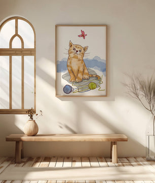 Adorable Kitten Playing with Yarn and Watching Butterfly - Mi tienda