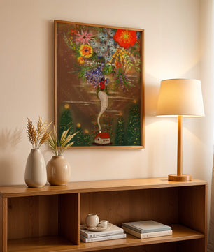 Charming illustration of floral fantasy scene
