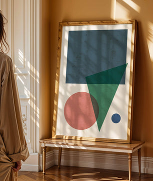 Abstract Geometric Composition with Overlapping Shapes on Textured Background - Mi tienda