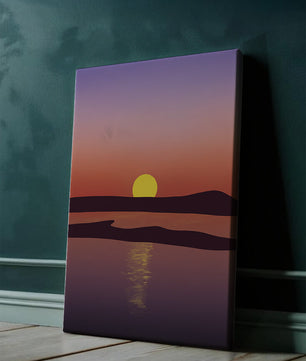 Sunset Over Tranquil Water with Vibrant Sky