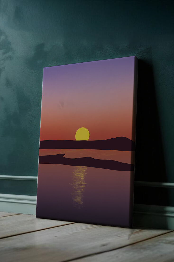 Sunset Over Tranquil Water with Vibrant Sky