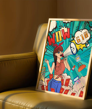 Vibrant Pop Art Style Shopping Experience with Retro Influences