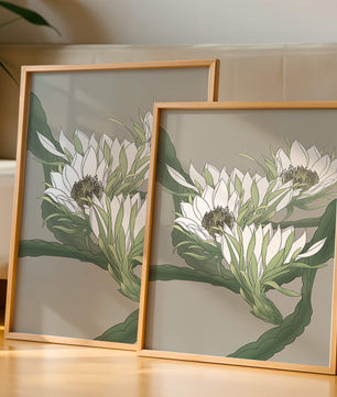Beautiful botanical illustration of white blooming flowers with green leaves