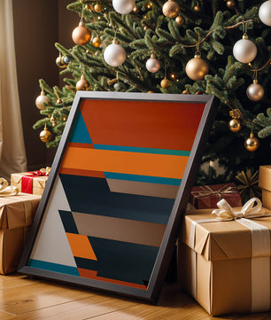 Arte abstracto geométrico con colores llamativos y formas dinámicas
