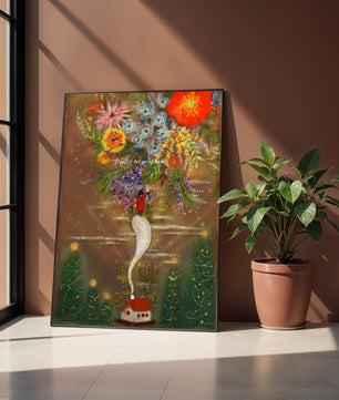 Charming illustration of floral fantasy scene