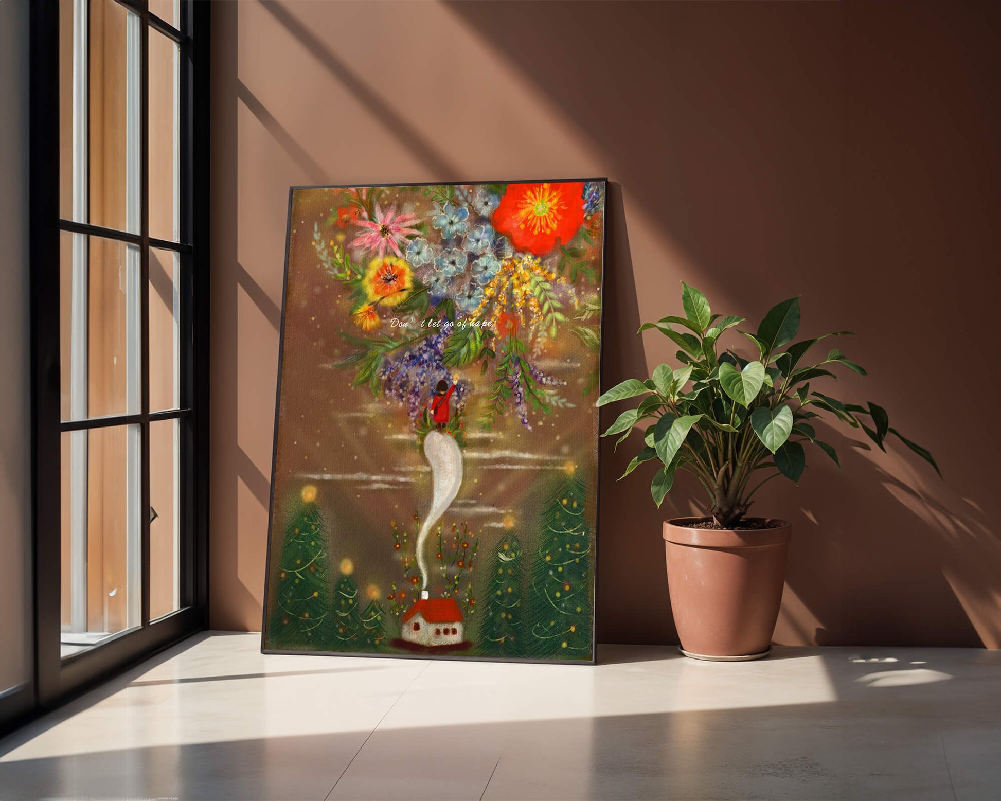 Charming illustration of floral fantasy scene