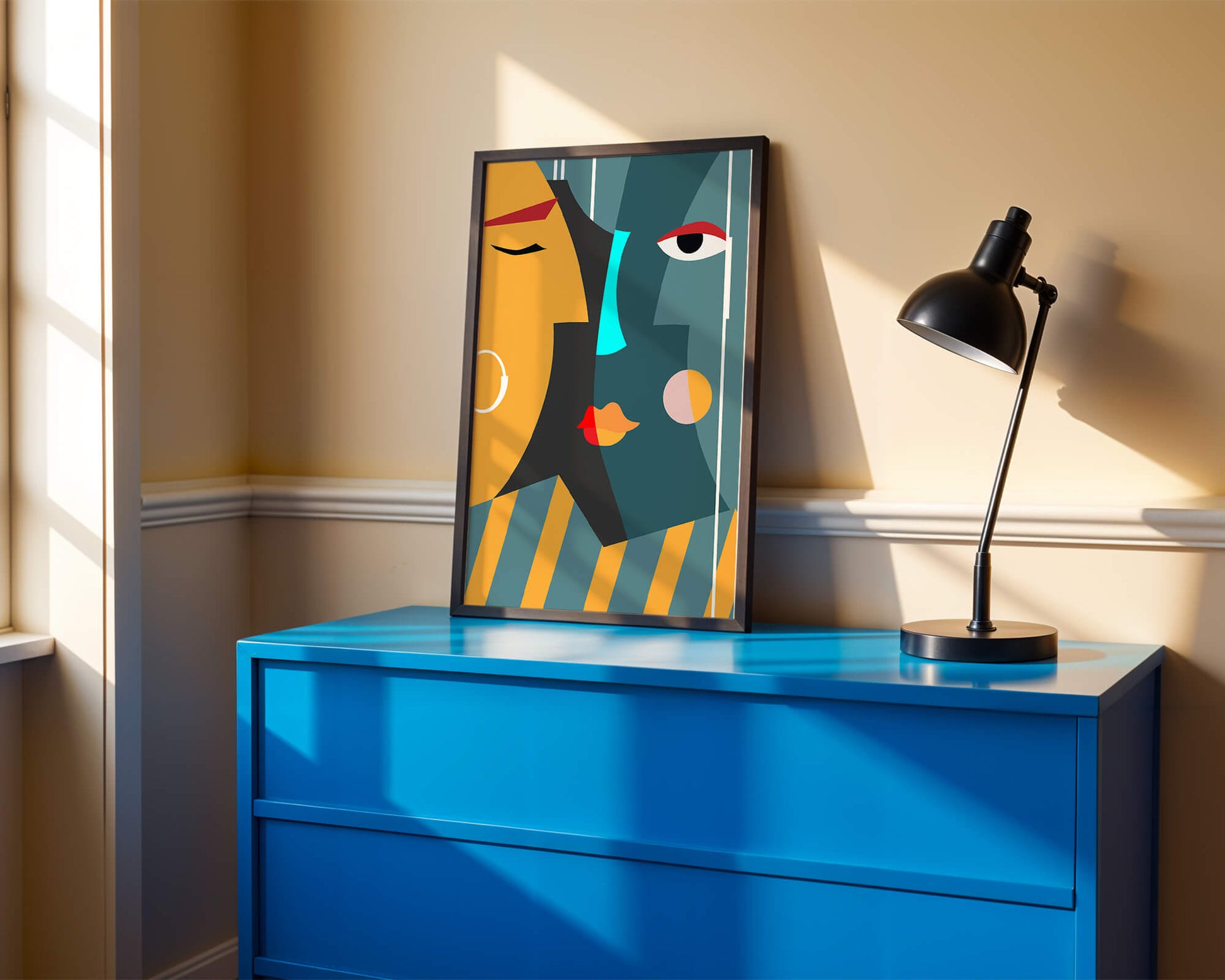 Arte geométrico abstracto con colores y formas audaces