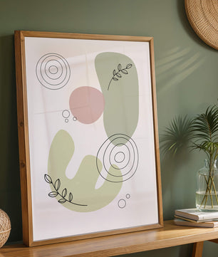 Abstract shapes and leaves in minimalistic design
