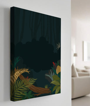 Illustrated Jungle Landscape with Lush Foliage