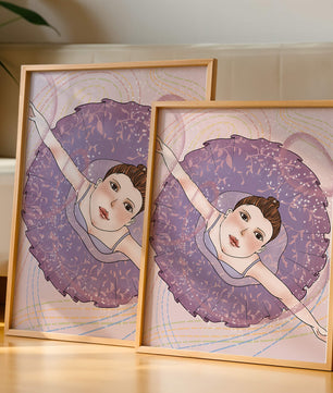 Graceful ballerina in a purple tutu with sparkling details