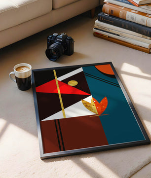 Arte abstracto geométrico con dorado y formas audaces