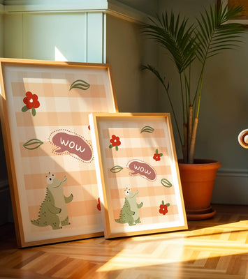 Playful Crocodile With Flowers And Speech Bubble On Checkered Background