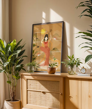 Serene Oriental Woman Playing Instrument Amidst Nature - Mi tienda