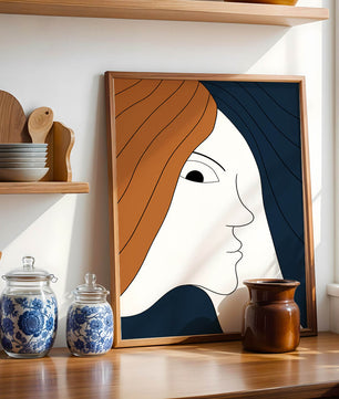 Abstract Portrait with Stylized Hair and Minimalist Design - Mi tienda