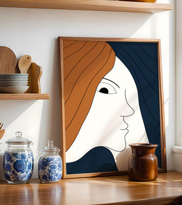 Abstract Portrait with Stylized Hair and Minimalist Design
