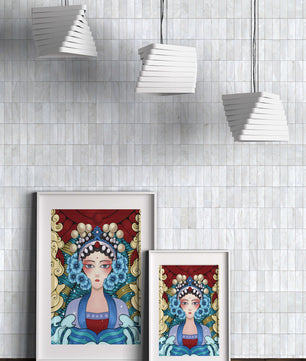 Traditional Asian Portrait with Vibrant Colors and Floral Details
