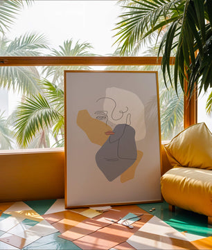 Abstract Line Art Portrait with Neutral Shapes - Mi tienda