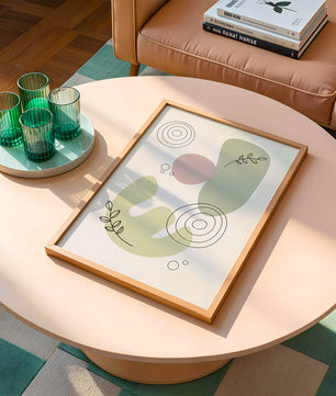 Abstract shapes and leaves in minimalistic design