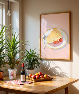 Plate with Cheese and Tomatoes on Pink Background