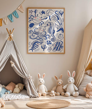 Underwater Marine Life Theme with Cartoon Sea Creatures
