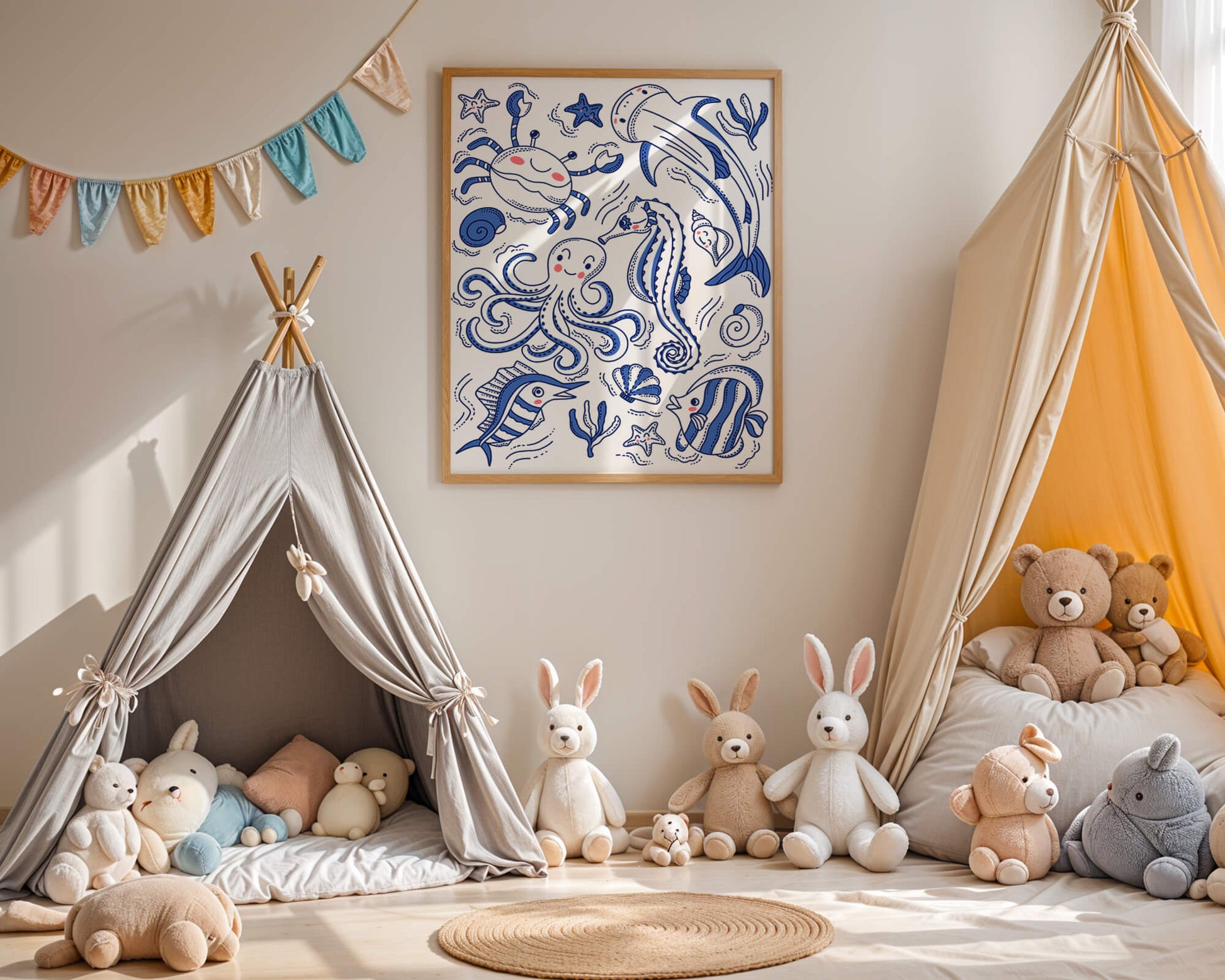 Underwater Marine Life Theme with Cartoon Sea Creatures
