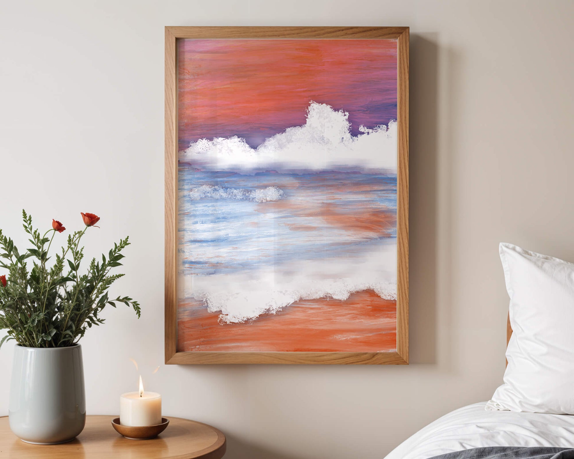 Calming Ocean Waves with Serene Sunset Sky