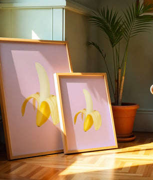 Open banana with purple background for vibrant decoration