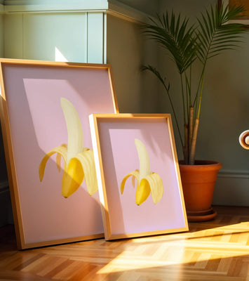 Open banana with purple background for vibrant decoration