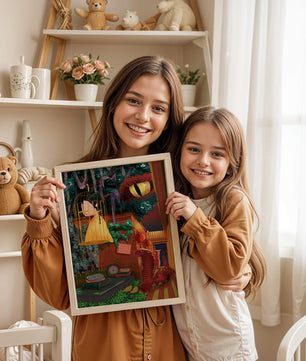 Jardín encantado con hada, serpiente y elementos misteriosos