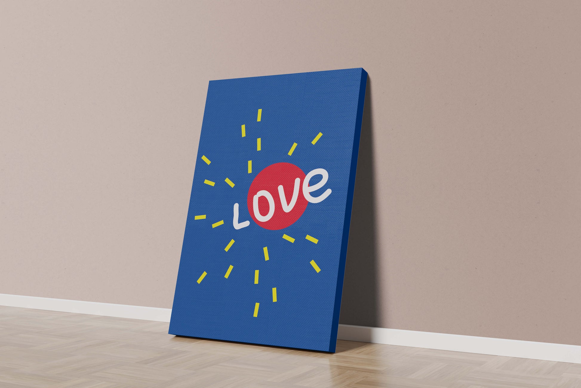 Colorful love-themed abstract design with bold elements