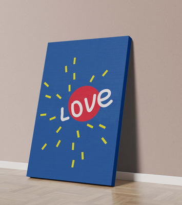 Colorful love-themed abstract design with bold elements