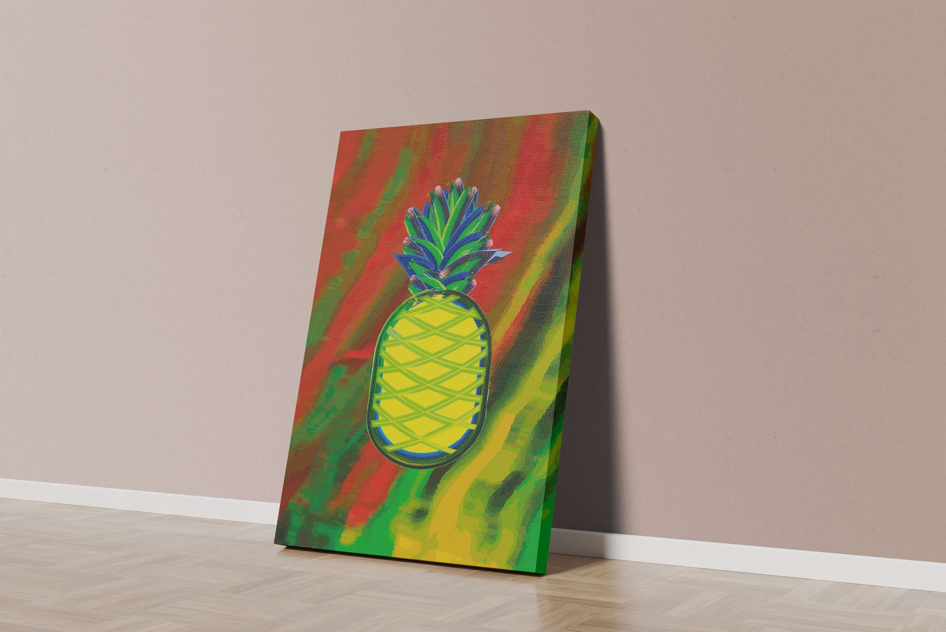 Piña abstracta colorida con fondo vibrante