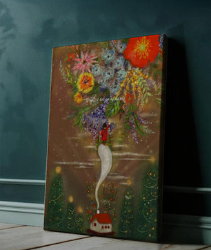 Charming illustration of floral fantasy scene