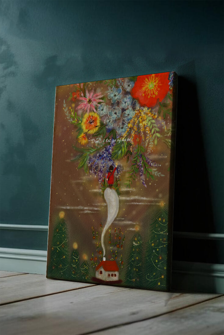 Charming illustration of floral fantasy scene