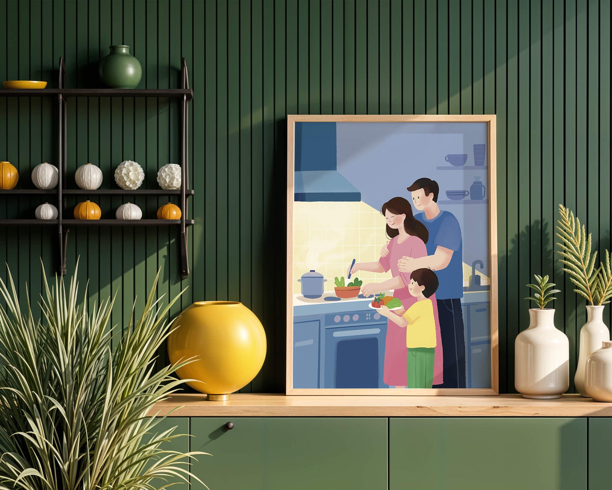 Family Cooking Together in a Modern Kitchen