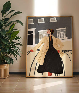 Chic Woman in Vintage Coat Posing Outdoors in Urban Setting