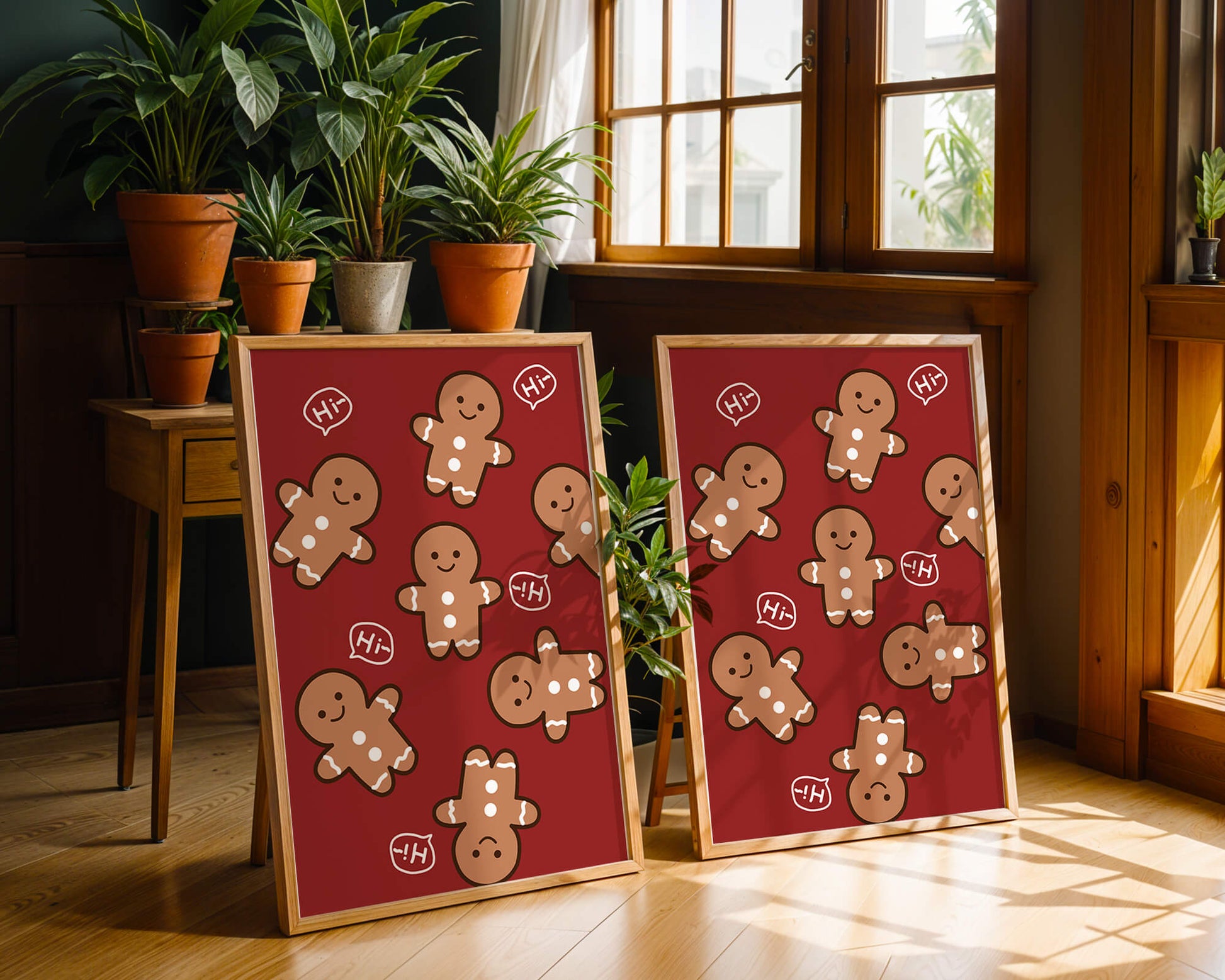 Playful gingerbread pattern with holiday greetings