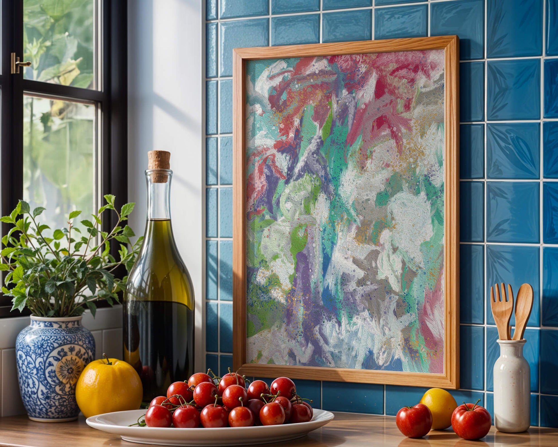 Abstract Colorful Flowing Waves with Textured Patterns
