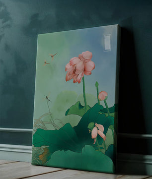 Fleurs de lotus sereines avec des libellules lors d'une journée tranquille
