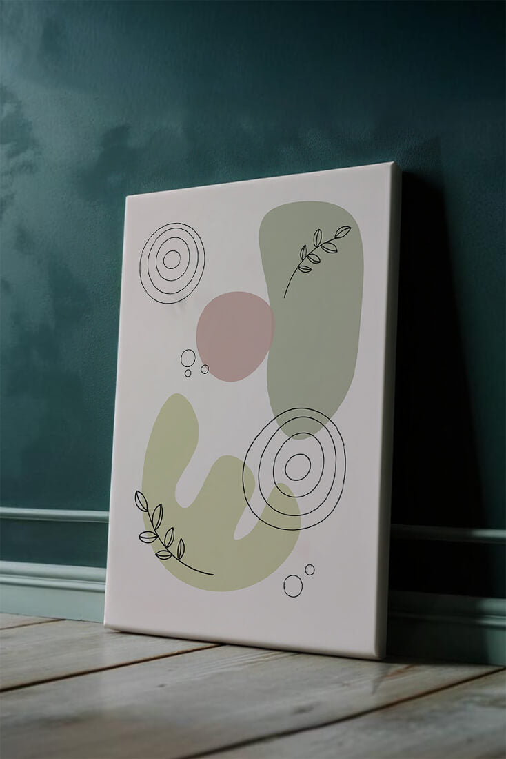 Abstract shapes and leaves in minimalistic design