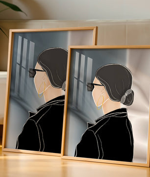 Modern woman with sunglasses and gold hoop earrings